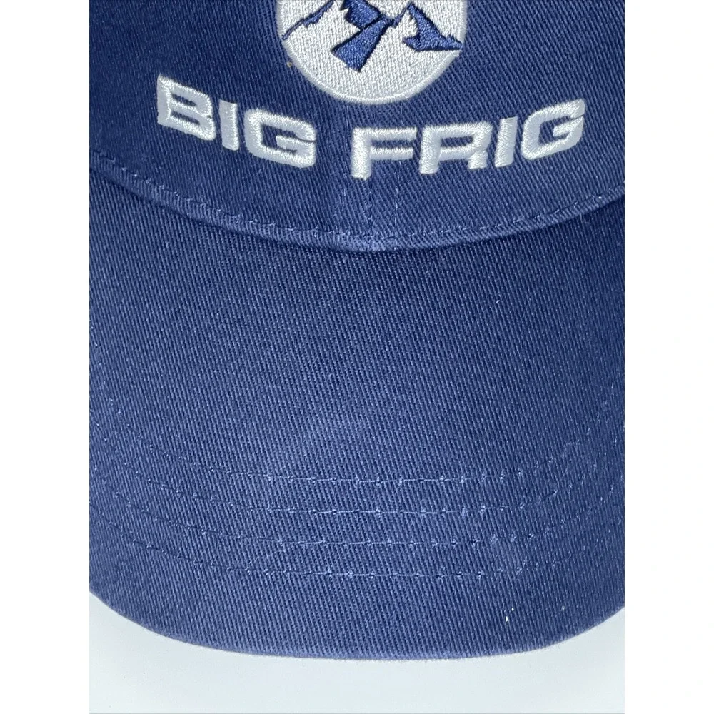 Big Frig Trucker Hat Navy Blue White Mesh Back Adjustable Snapback Mountain Logo
